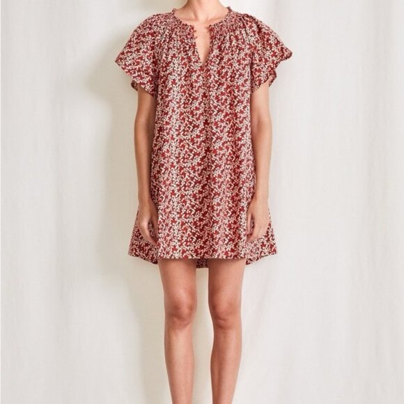 APIECE APART Red Deia Floral Mini Dress size L - Picture 1 of 8